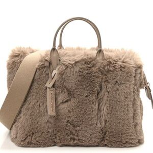 Marc Jacobs Taupe Faux Fur Tote with Removable Strap